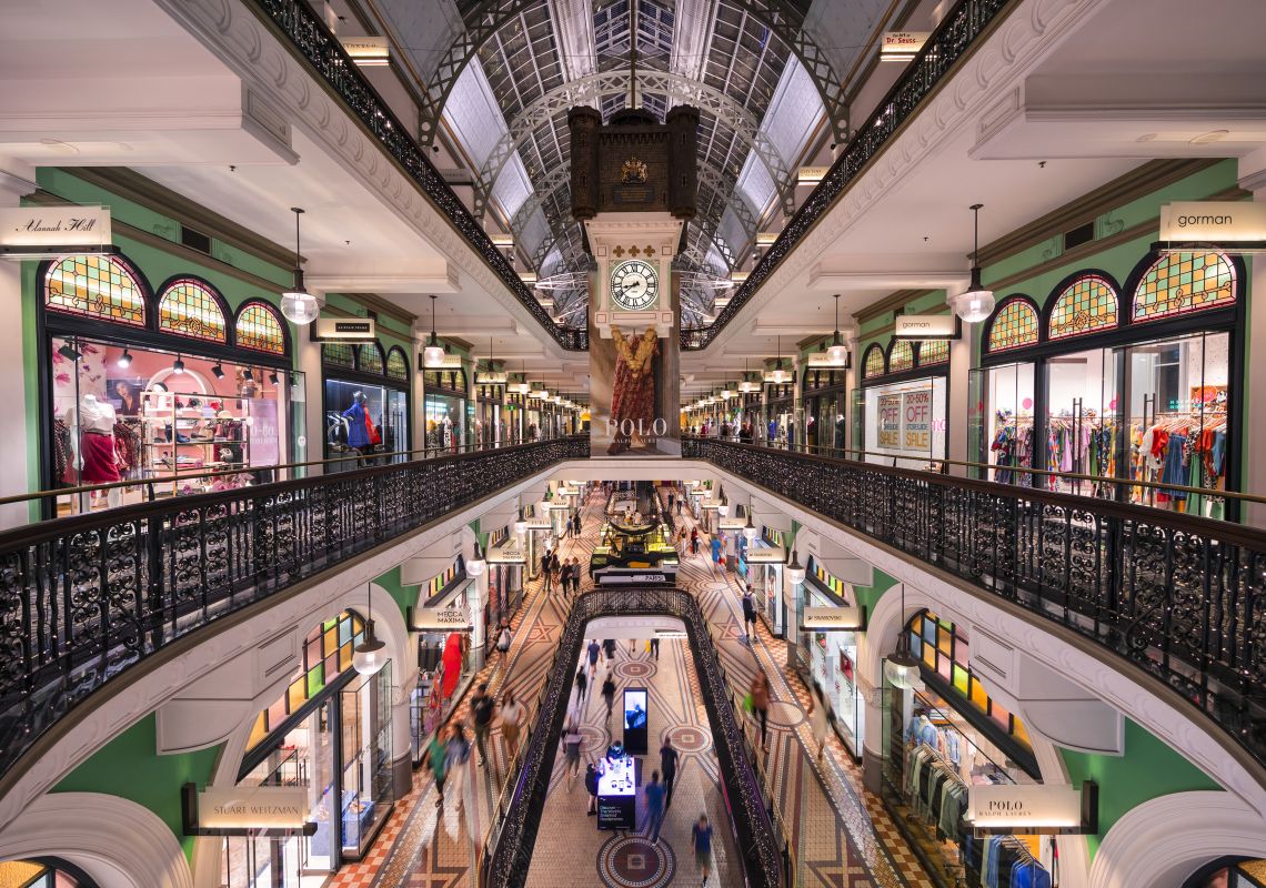 Four levels of shopping in the Queen Victoria Building, Sydney CBD